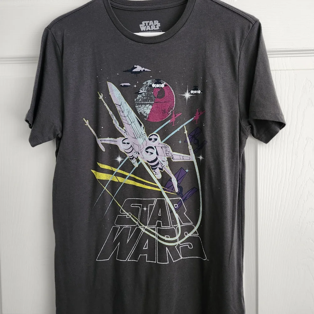 Star Wars Men's Black Graphic X-Wing and Death Star Tee - Picture 1 of 3